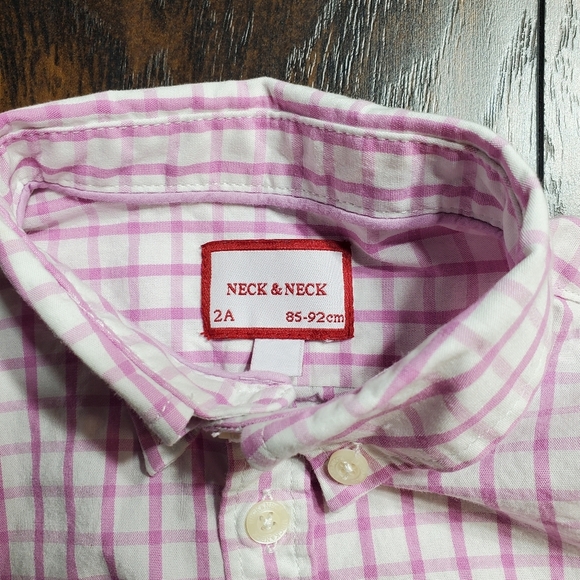Neck & Neck set of 3 button down shirt sz 2T Pink, White, and Green plaid - Picture 12 of 16